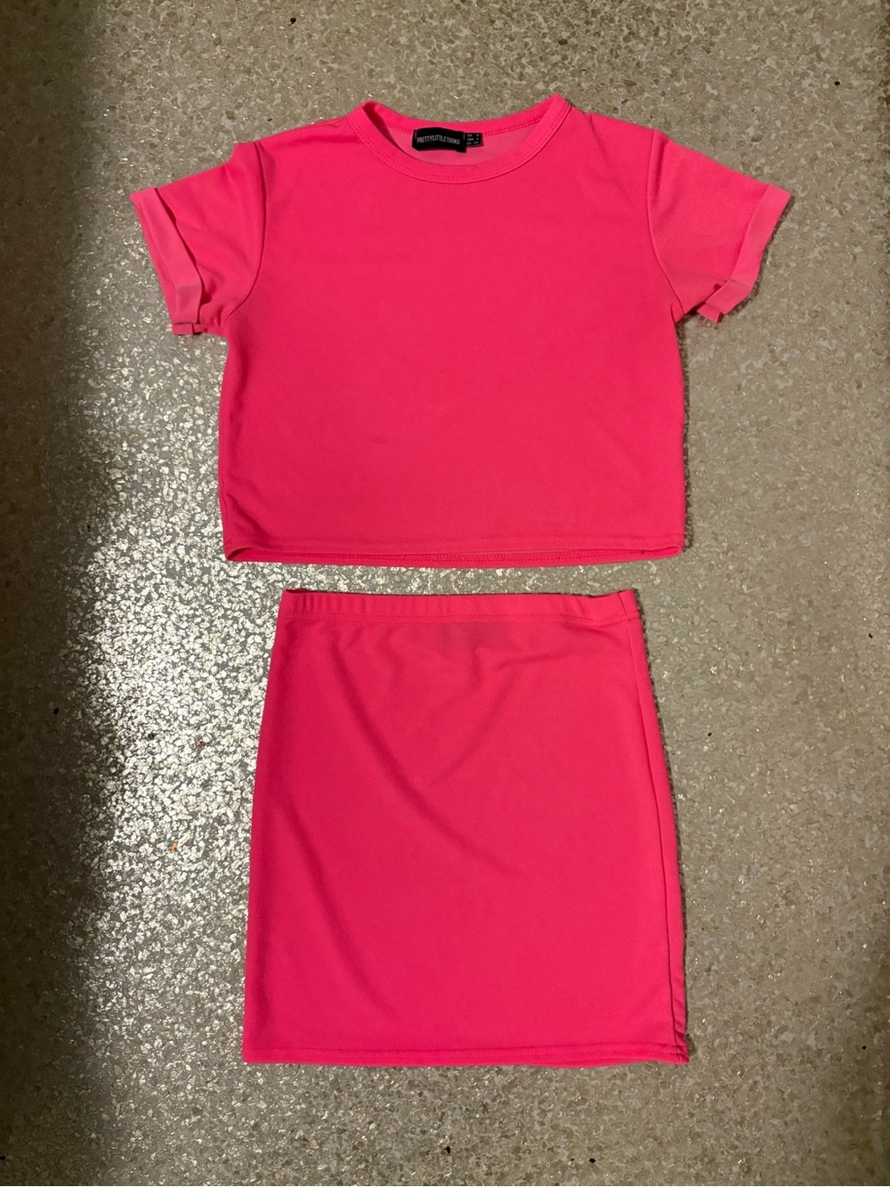 PrettyLittleThing Hot Pink Crop Top & Skirt Set